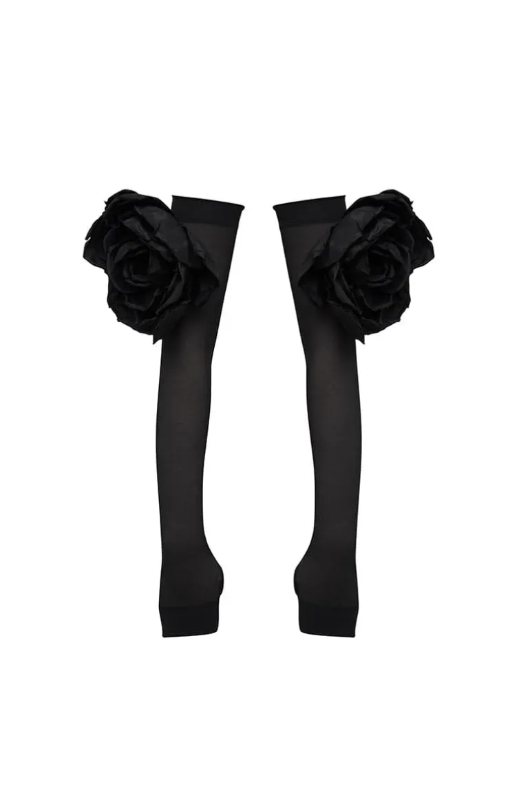 Gloves & Mittens<CULT MIA FINGERLESS GLOVES WITH FLORAL EMBELLISHMENTS Black