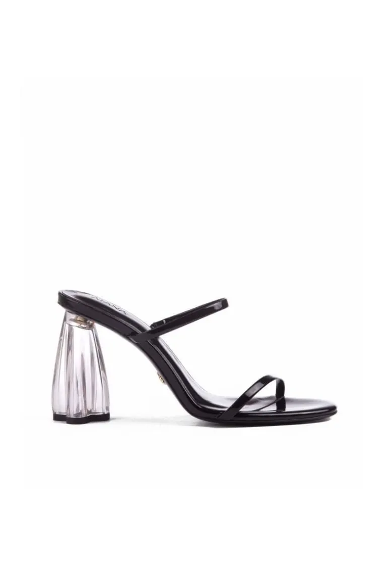 Heels<CULT MIA FIORELLINI GLASS BLOCK HEELS Black Patent