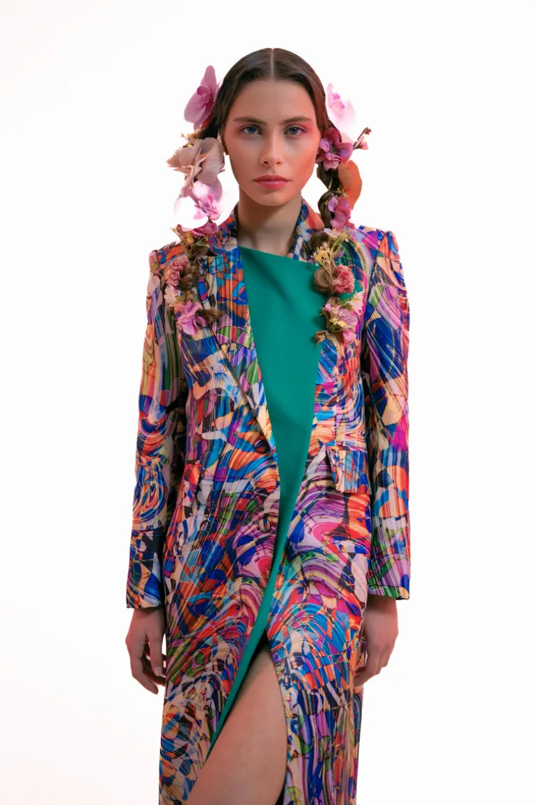 Coats<CULT MIA FIREWORK PRINTED COAT Jade Green, Multicolor