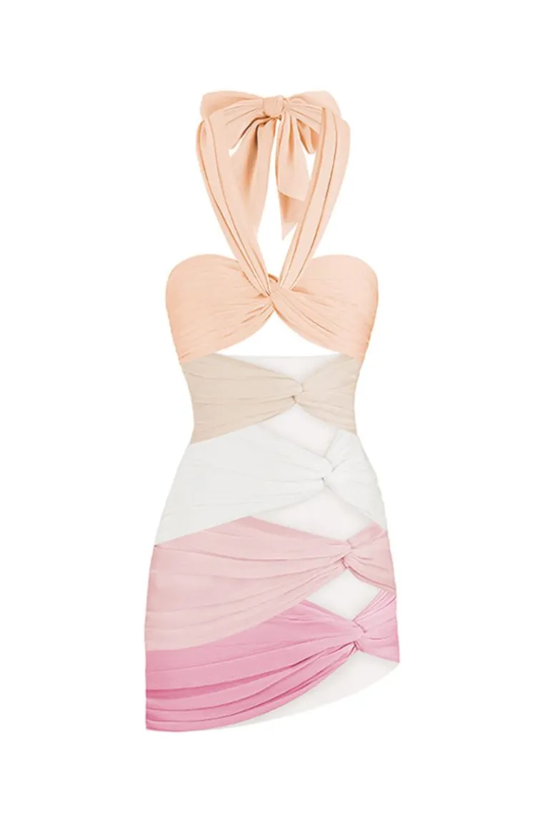 Dresses | Mini Dresses<CULT MIA FIVE-TONE 5 CARATS MINI DRESS IN Peach
