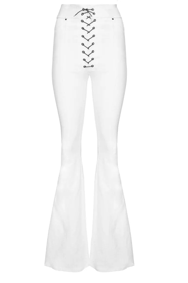Pants<CULT MIA FLARED DENIM JEANS White