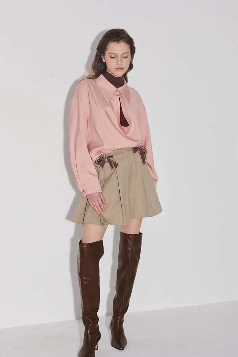 Tops<CULT MIA FLEURINE TEARDROP CUTOUT NECKLINE SHIRT Pink