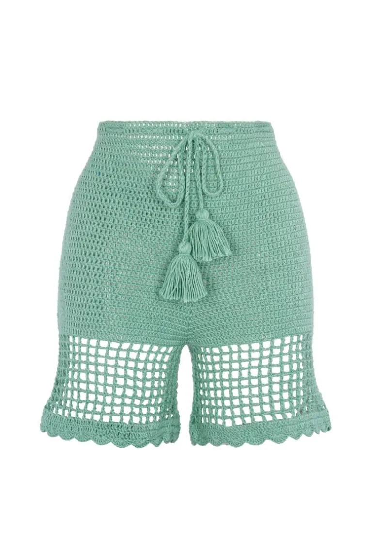 Pants<CULT MIA FLORA CROCHET BERMUDA SHORTS Green