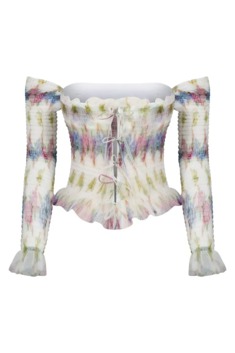 Tops<CULT MIA FLORAL PRINT TULLE TOP Multicolor