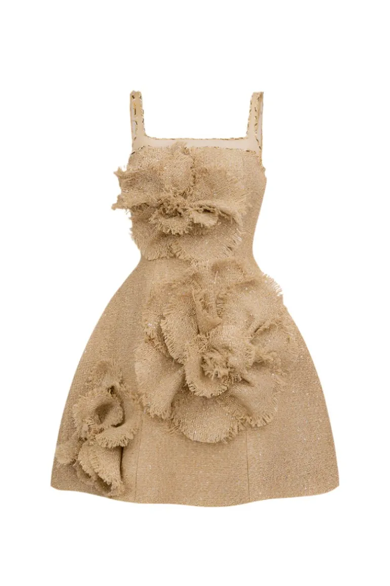 Dresses | Mini Dresses<CULT MIA FLORAL TWEED MINI DRESS IN Beige