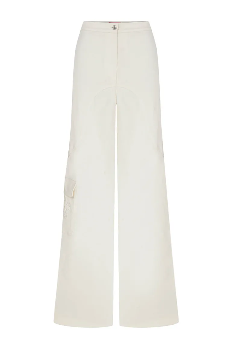 Pants<CULT MIA FLORAL WHISPER BEIGE JEANS White