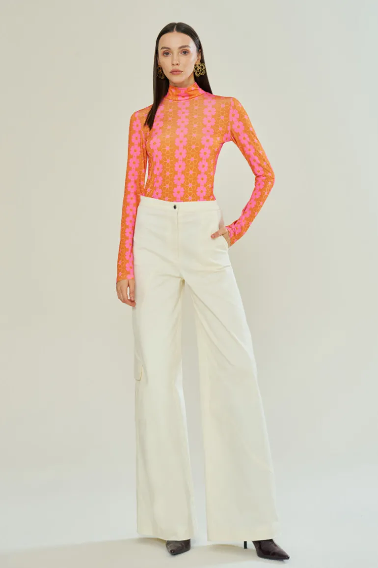 Pants<CULT MIA FLORAL WHISPER BEIGE JEANS White