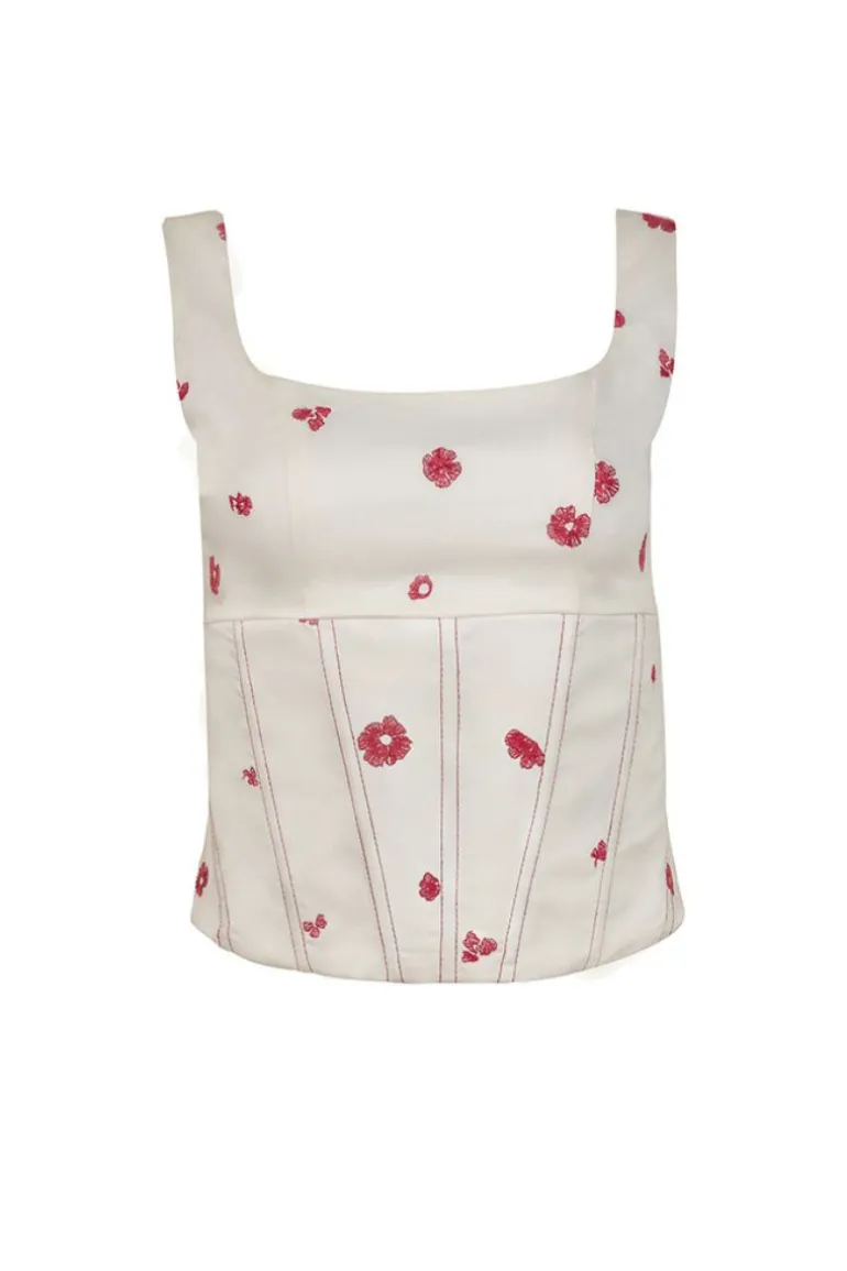 Tops<CULT MIA FLOWER POP CORSET Embroidery Flower Pop