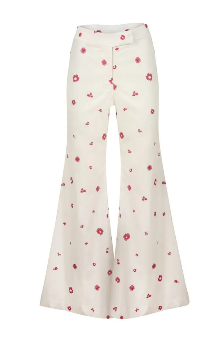 Pants<CULT MIA FLOWER POP PANTS Embroidery Flower Pop