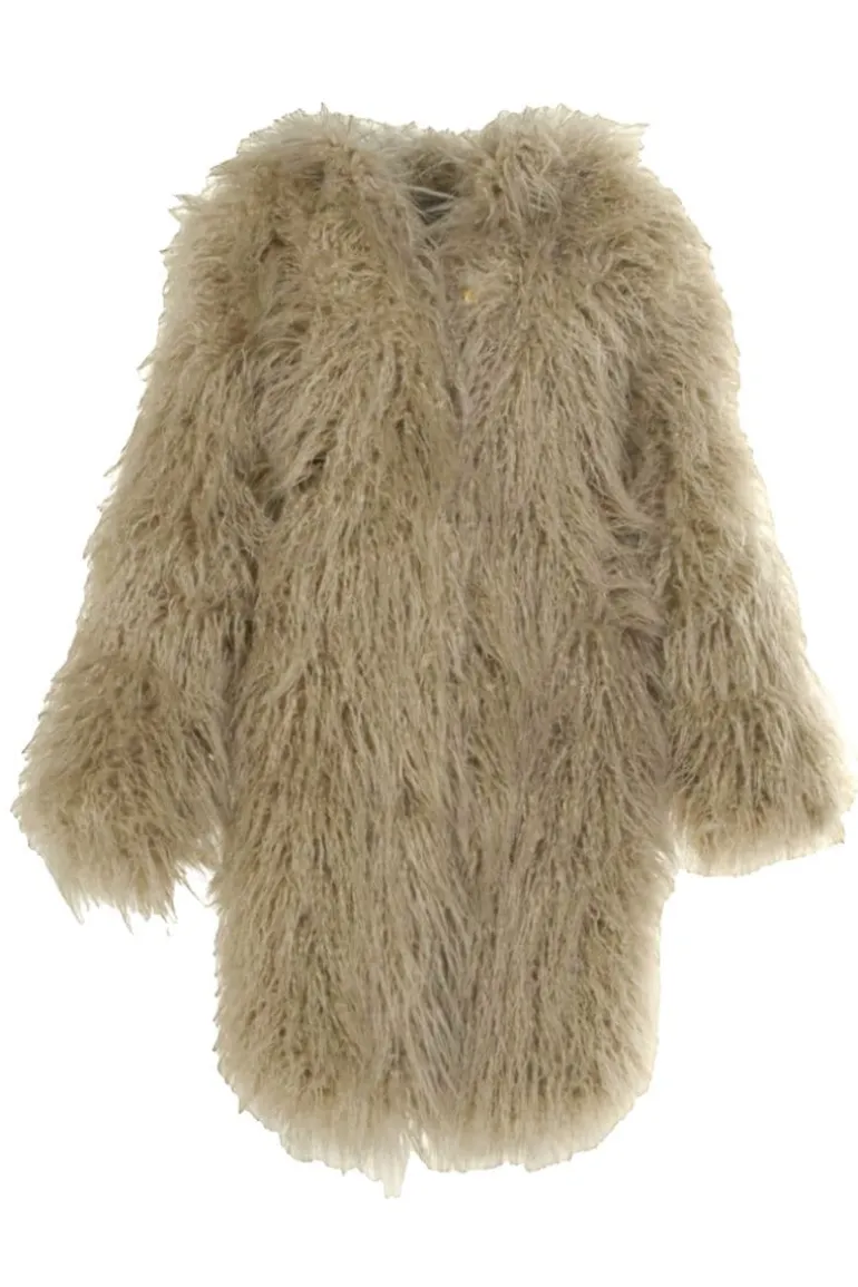 Coats<CULT MIA FLUFFY FAUX FUR COAT Beige