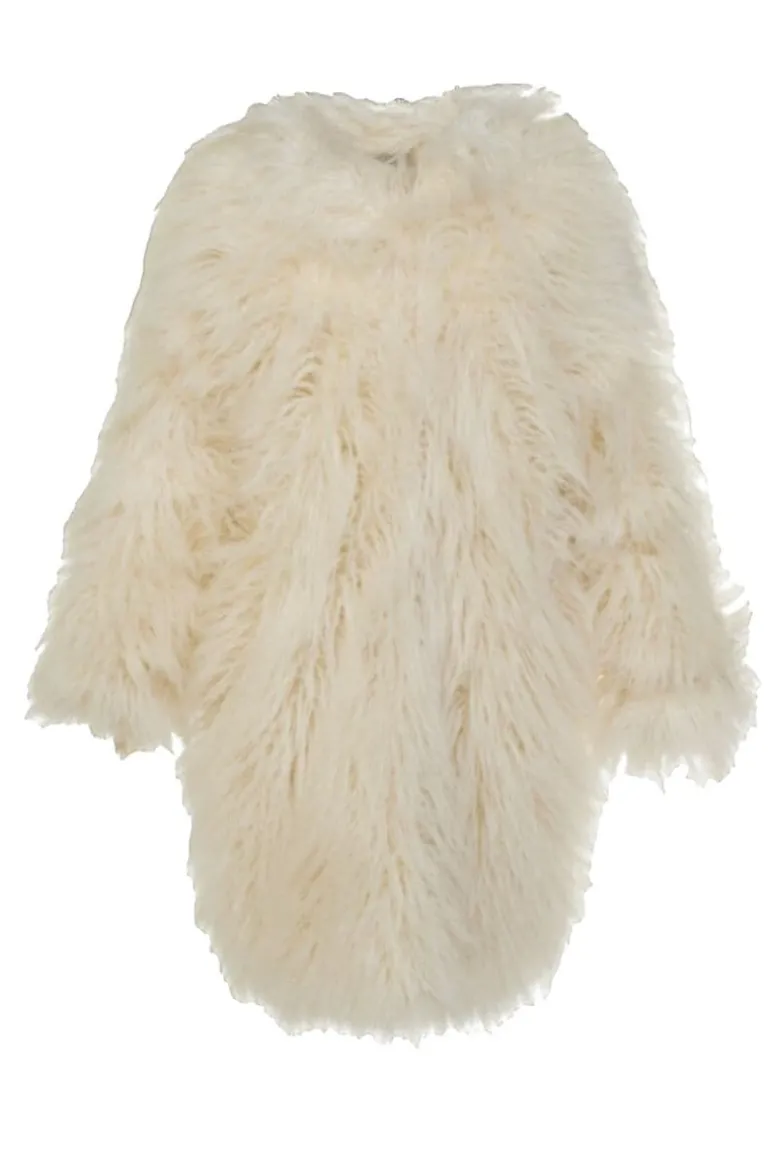Coats<CULT MIA FLUFFY FAUX FUR COAT Cream