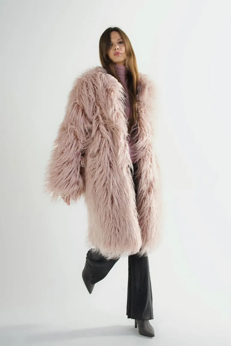 Coats<CULT MIA FLUFFY FAUX FUR COAT Light Pink