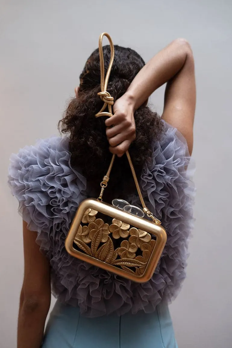 Clutch Bags<CULT MIA FOLHATA HIBISCUSACRYLIC CLUTCH Gold