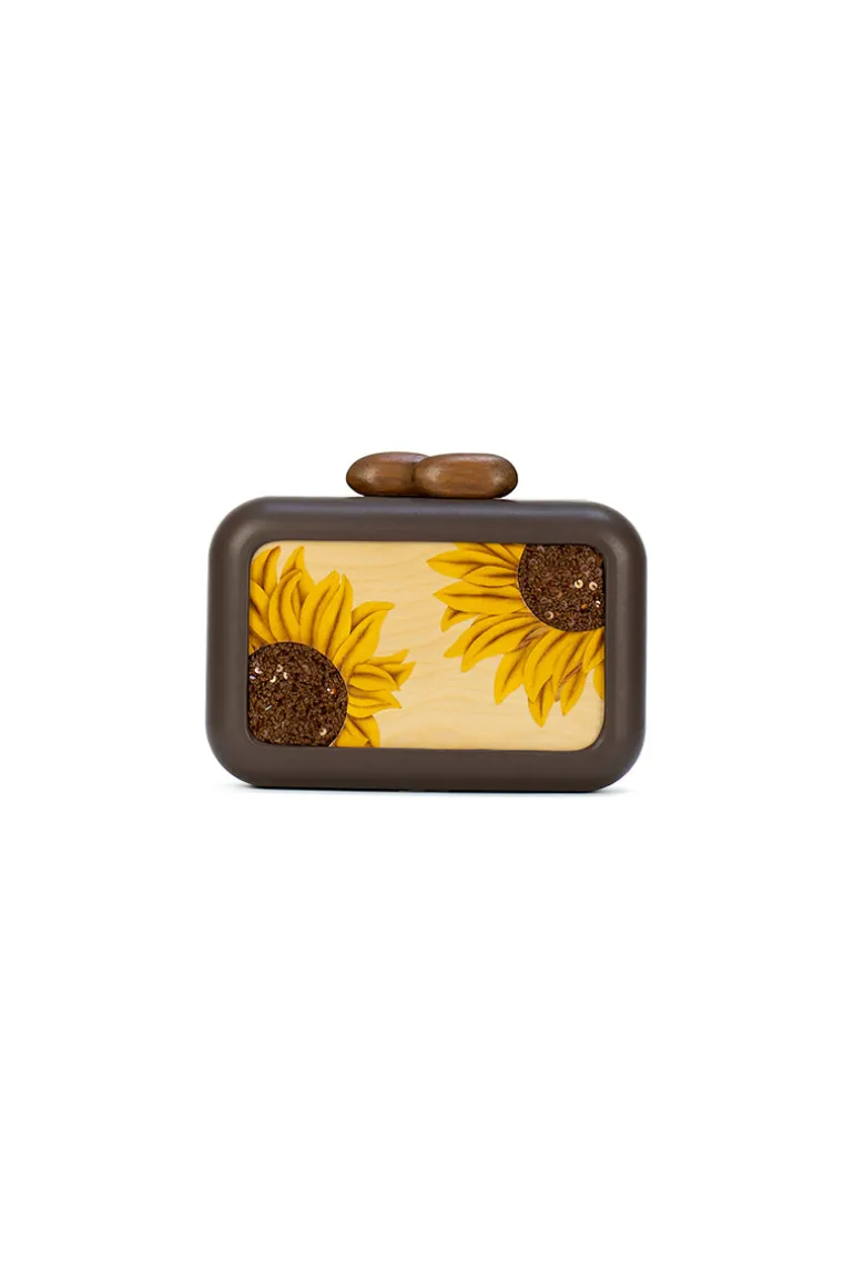 Clutch Bags<CULT MIA FOLHATA SUNFLOWER EMBROIDERY CLUTCH Brown