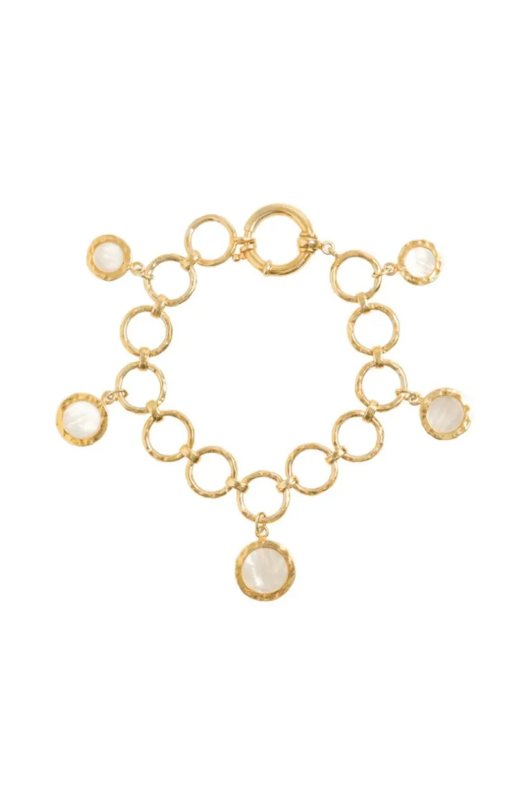 Bracelets<CULT MIA FORGED CIRCULAR GOLD BRACELET Gold & White