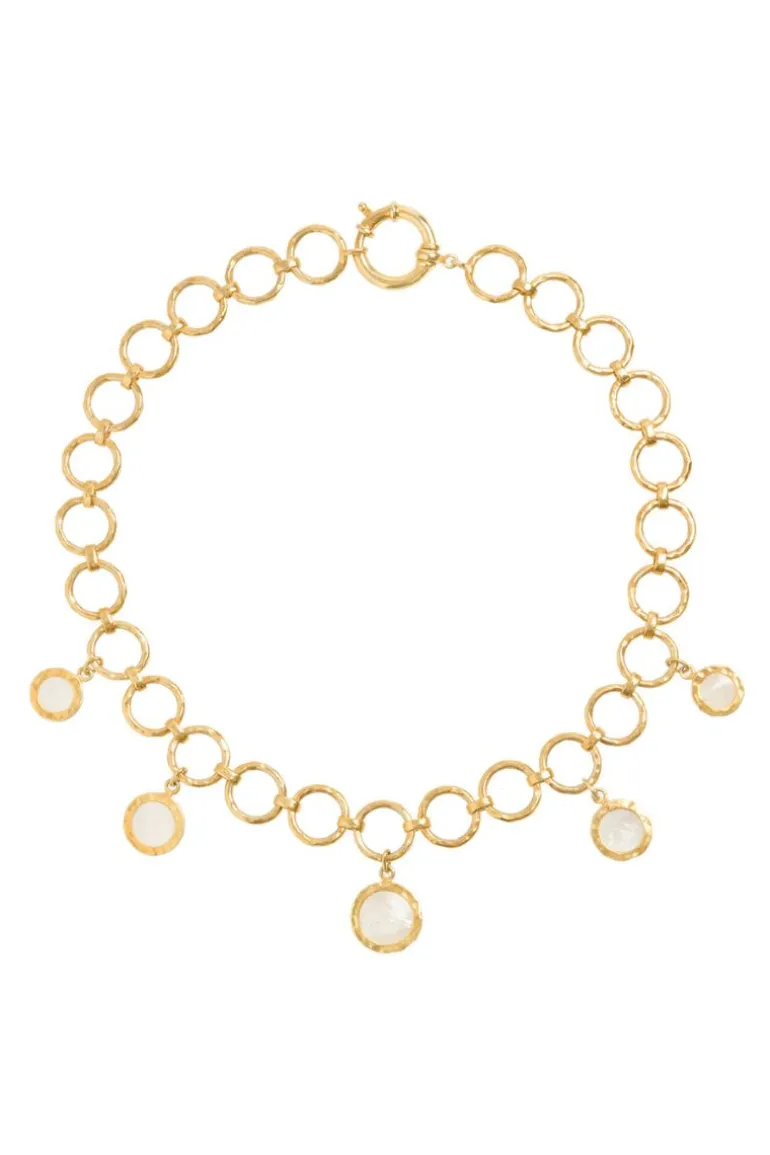 Necklaces<CULT MIA FORGED CIRCULAR GOLD NECKLACE Gold & White