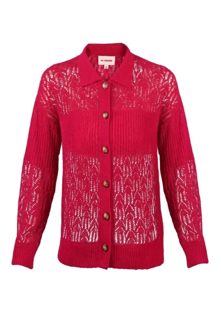 Knitwear<CULT MIA ARAÑITA COLLARED CARDIGAN Frambuesa Pink