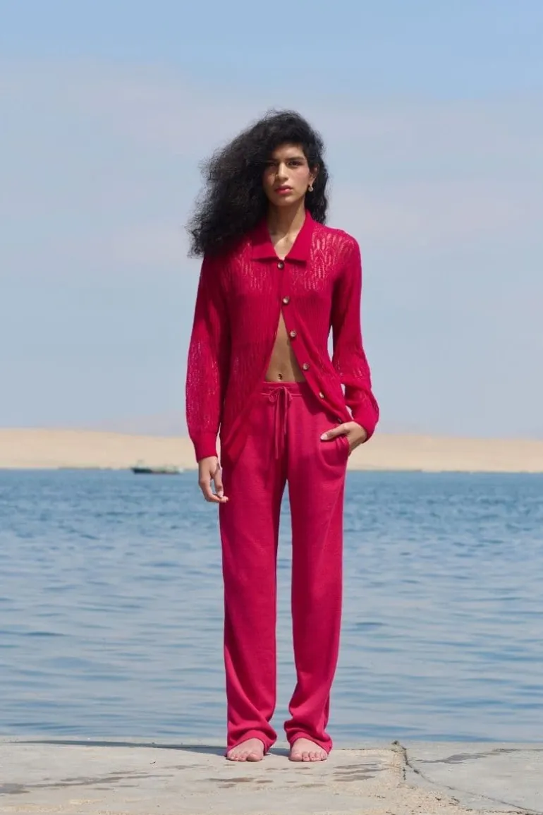 Knitwear<CULT MIA ARAÑITA COLLARED CARDIGAN Frambuesa Pink