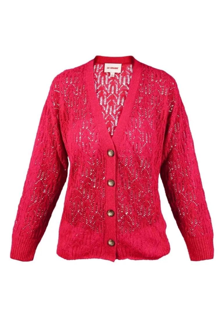 Knitwear<CULT MIA ARAÑITA V NECK CARDIGAN Frambuesa Pink