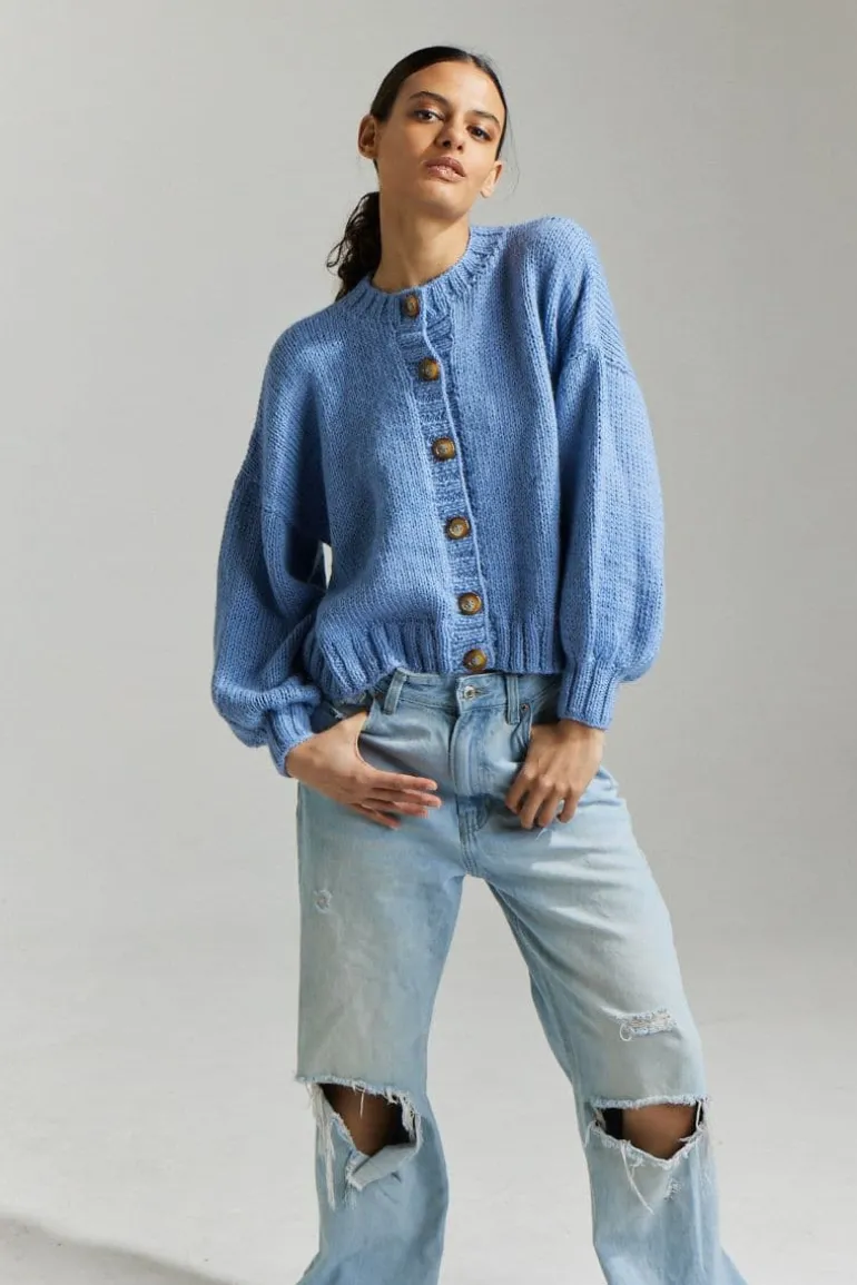 Knitwear<CULT MIA FRENCHIE MIDI CARDIGAN Sky Blue