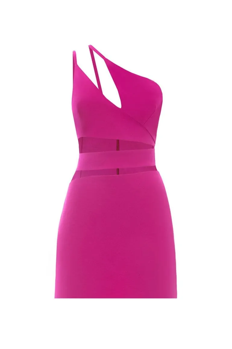 Dresses | Mini Dresses<CULT MIA ASYMMETRIC CUT-OUT MINI DRESS Fuchsia