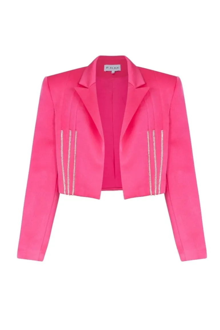 Jackets<CULT MIA RHINESTONE CROPPED JACKET Fuchsia
