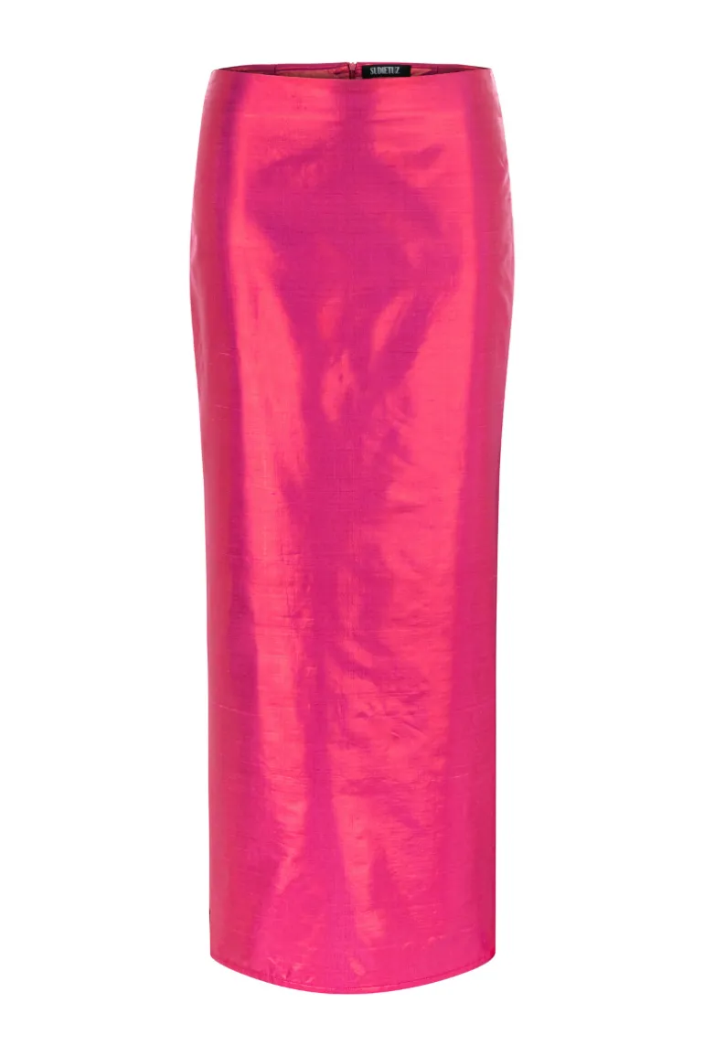 Skirts<CULT MIA SILK MAXI SKIRT Fuchsia