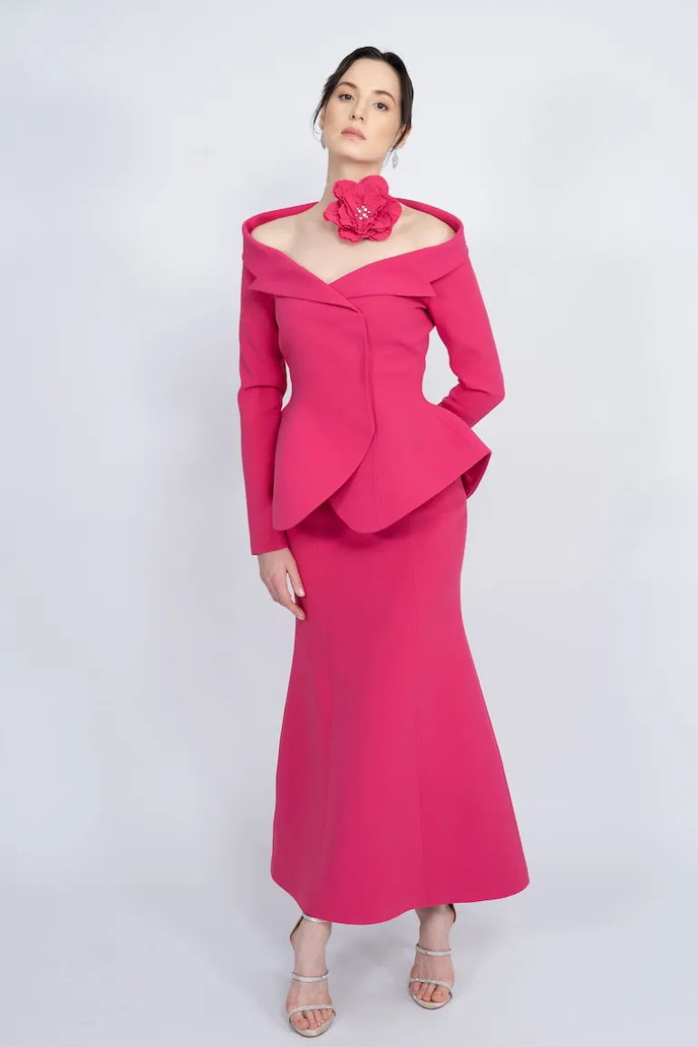 Outfit Sets<CULT MIA TWO-PIECE HANDMADE FLORAL DETAIL MAXI SUIT Fuchsia