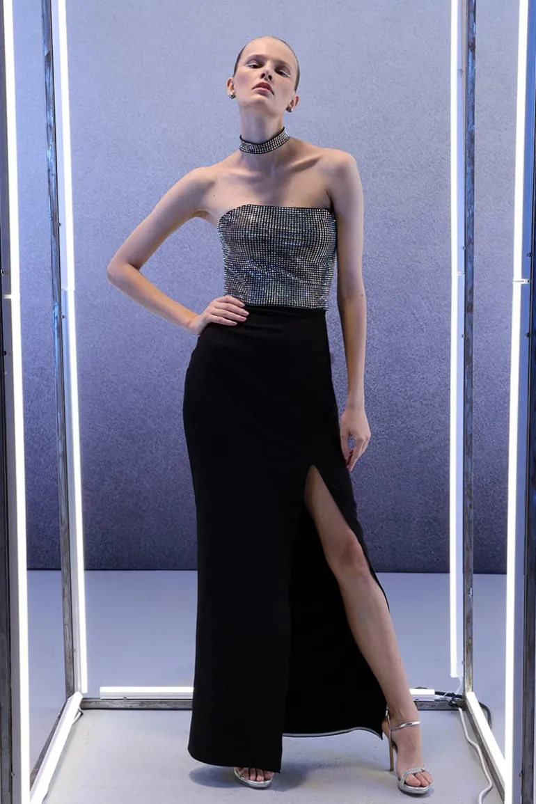 Skirts<CULT MIA FULL-LENGTH PENCIL SKIRT Midnight Black
