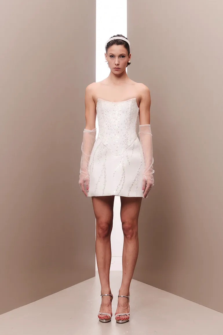 Dresses | Mini Dresses<CULT MIA FULLY EMBROIDERED SHORT CORSET DRESS Off-White
