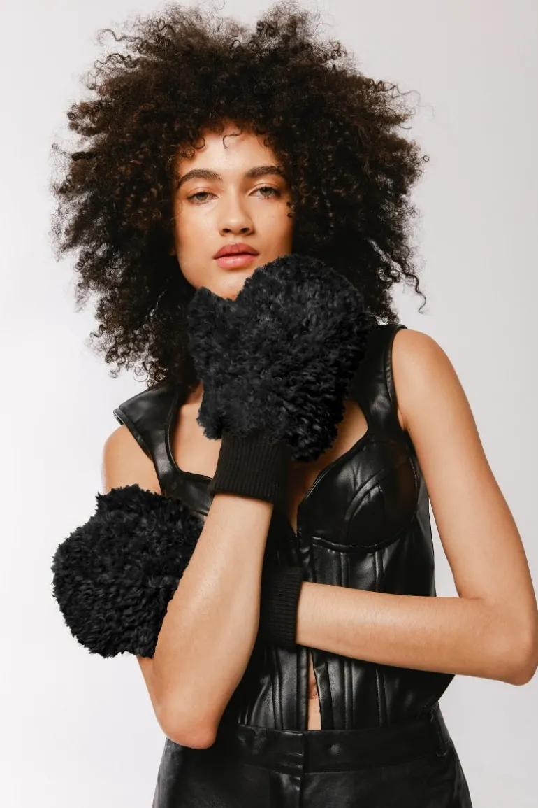 Gloves & Mittens<CULT MIA FUZZY MITTS IN Slate Black