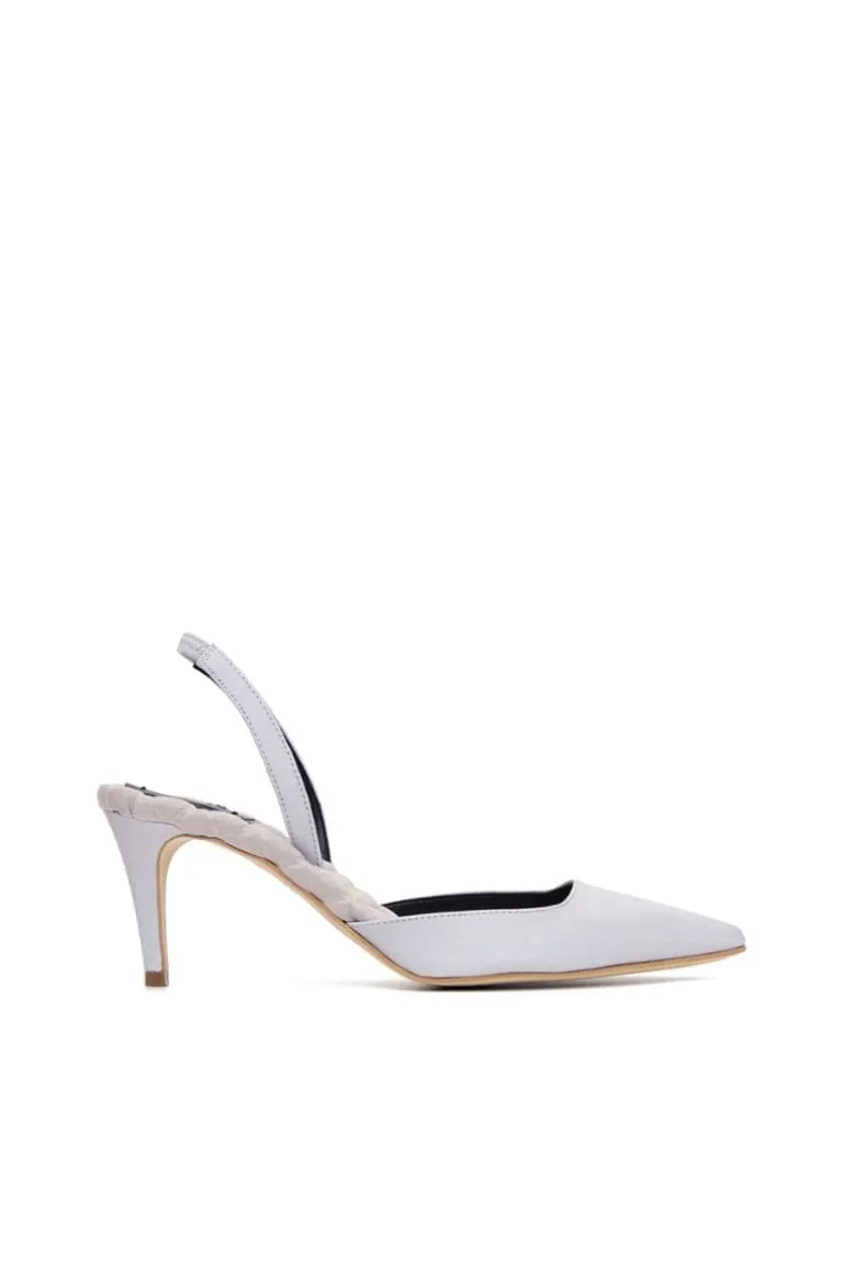 Heels<CULT MIA GABRIELLA GRAY SATIN SLINGBACK HEELS Grey Satin