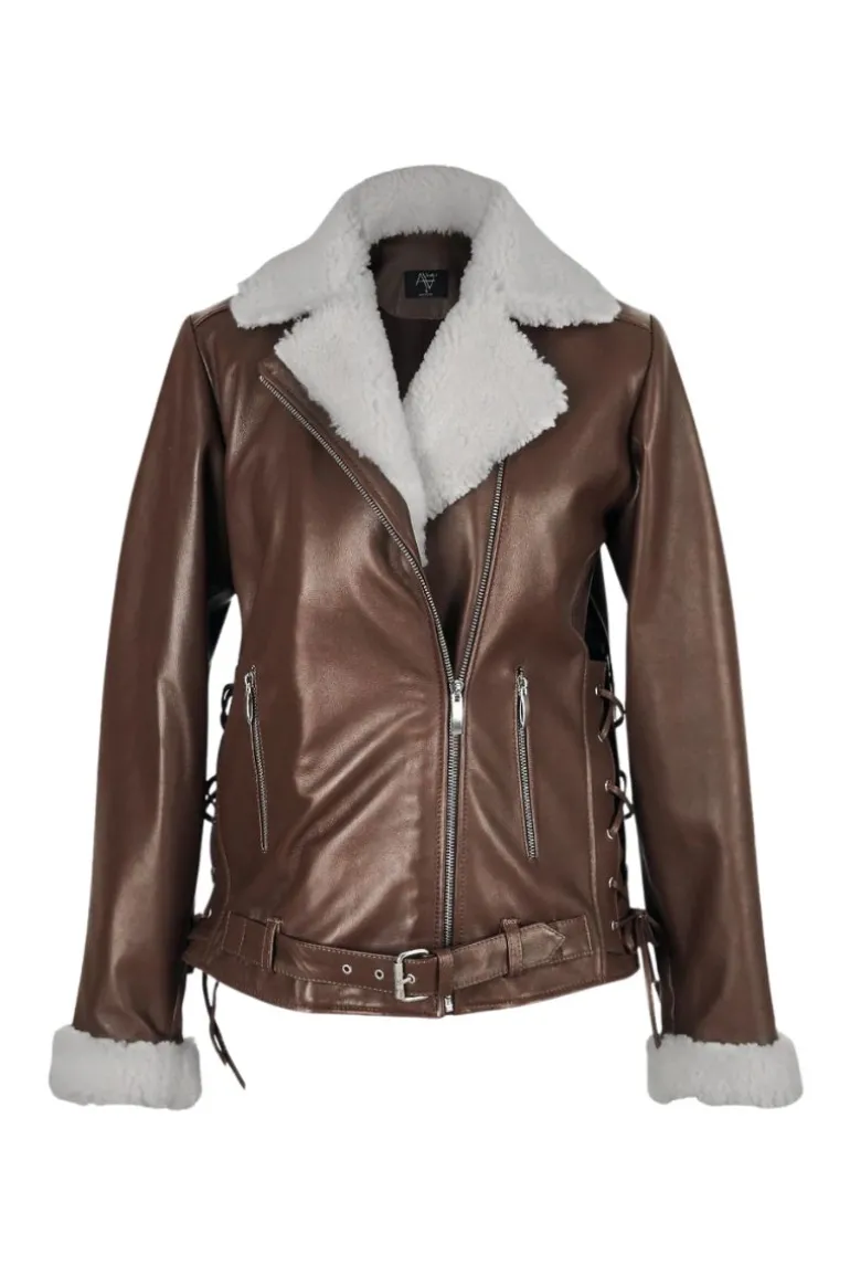 Jackets<CULT MIA GAIA SHEARLING LEATHER JACKET Camel
