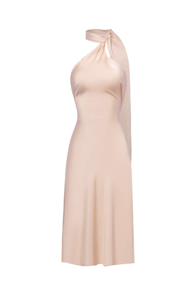 Dresses | Mini Dresses<CULT MIA GALINDO BODYCON SCARF NECK SILK BLEND MINI DRESS Cream