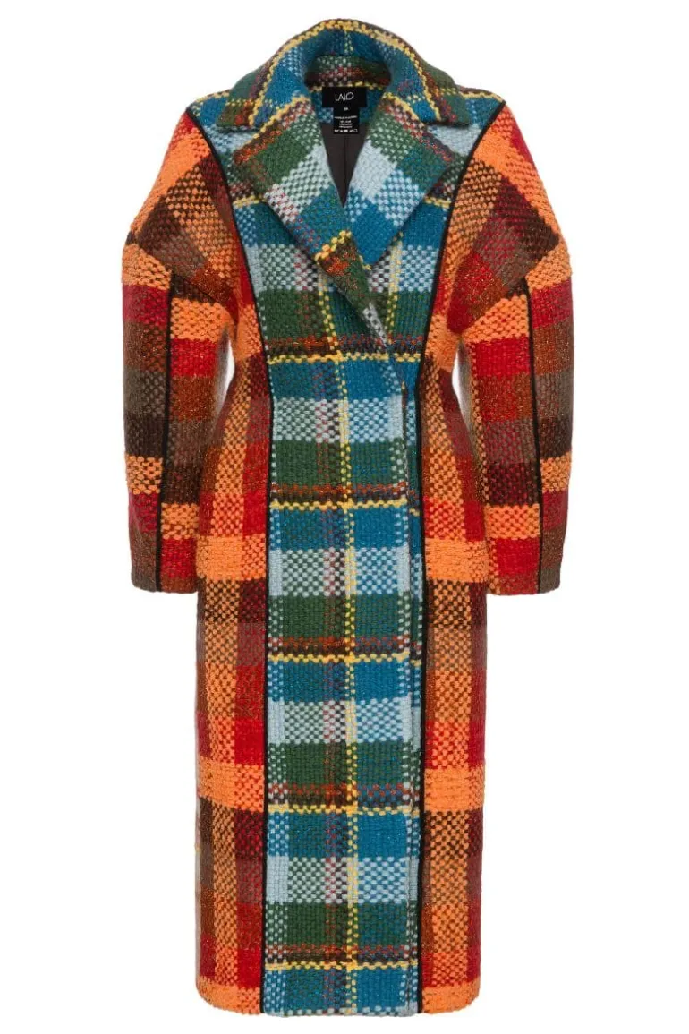 Coats<CULT MIA GEOMETRIC OVERSIZED BLUE AND ORANGE COAT