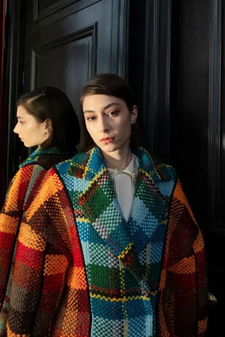Coats<CULT MIA GEOMETRIC OVERSIZED BLUE AND ORANGE COAT
