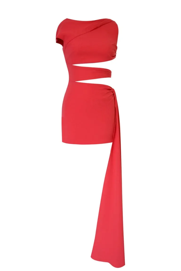 Dresses | Mini Dresses<CULT MIA GIGI ASYMMETRIC CUT-OUT MINI DRESS Red