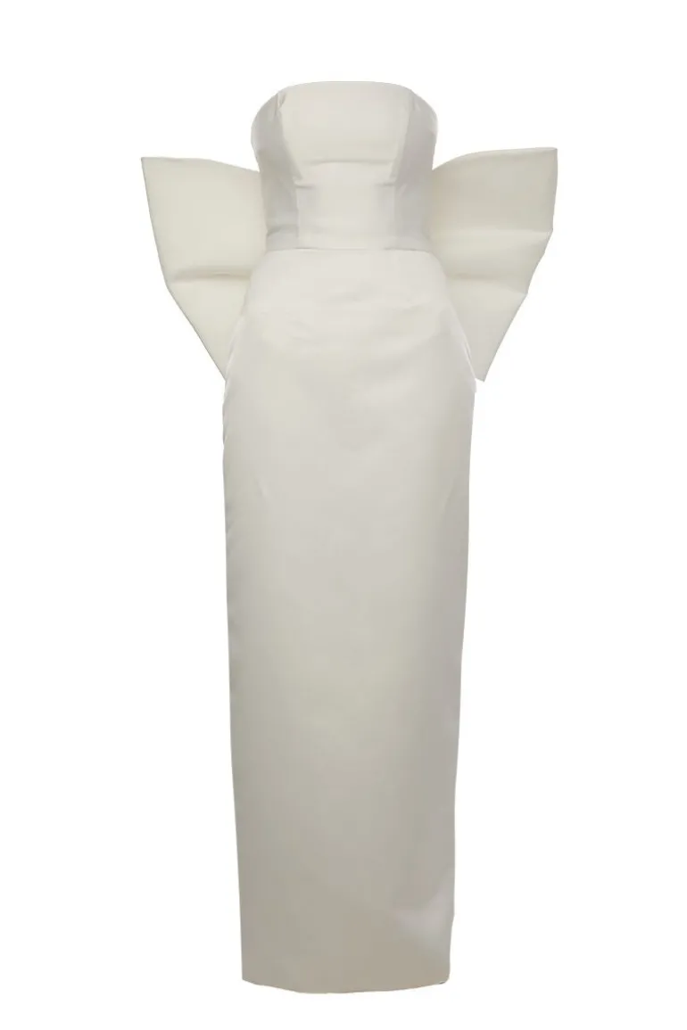 Dresses<CULT MIA GIGI WHITE MAXI DRESS WITH BIG BOW Star White