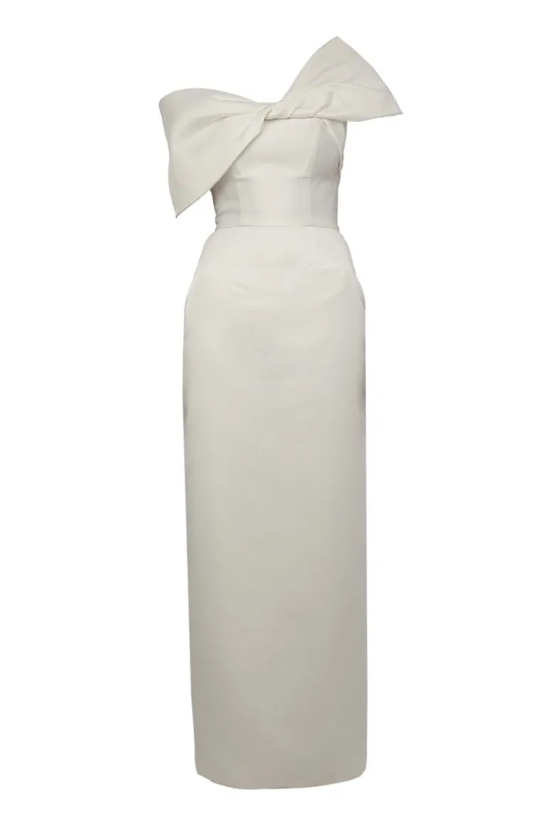 Dresses<CULT MIA GIGI WHITE MAXI DRESS WITH SHOULDER BOW Star White