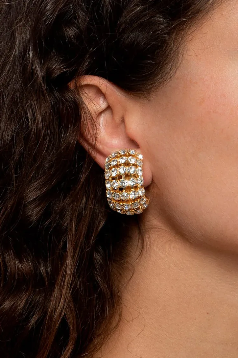 Earrings<CULT MIA GIUGY GOLD CHUNKY EARRINGS Gold/Crystal