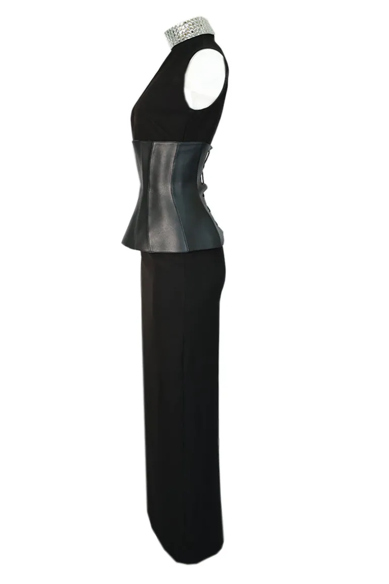 Dresses | Gowns<CULT MIA GLAMOUROUS MIRROR-EMBELLISHED GOWN WITH VEGAN CORSET BELT Black