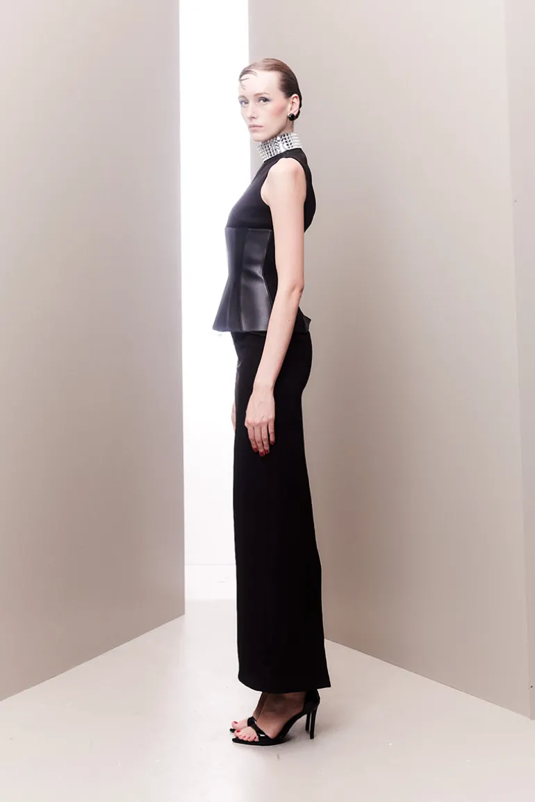 Dresses | Gowns<CULT MIA GLAMOUROUS MIRROR-EMBELLISHED GOWN WITH VEGAN CORSET BELT Black