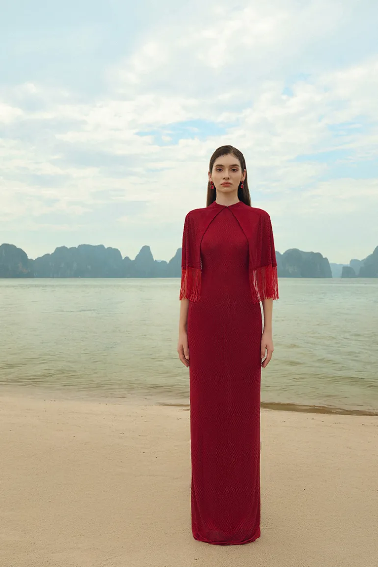 Dresses | Gowns<CULT MIA GLITTER STRETCH GOWN Red