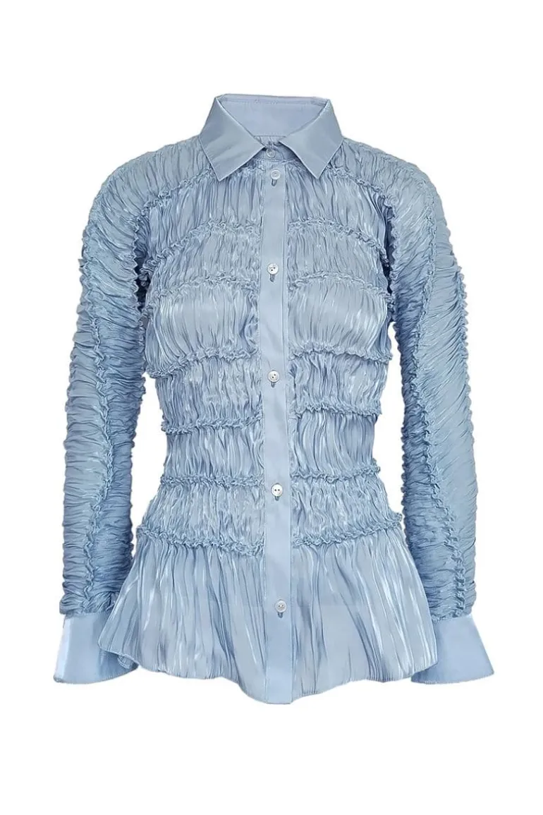 Tops<CULT MIA GLORIA KIMONO SLEEVE SHIBORI BLOUSE Blue