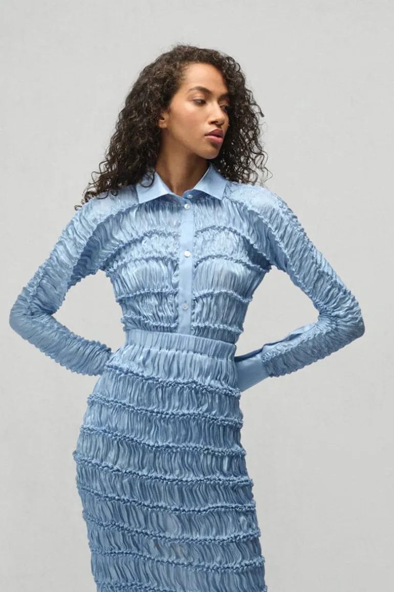 Tops<CULT MIA GLORIA KIMONO SLEEVE SHIBORI BLOUSE Blue