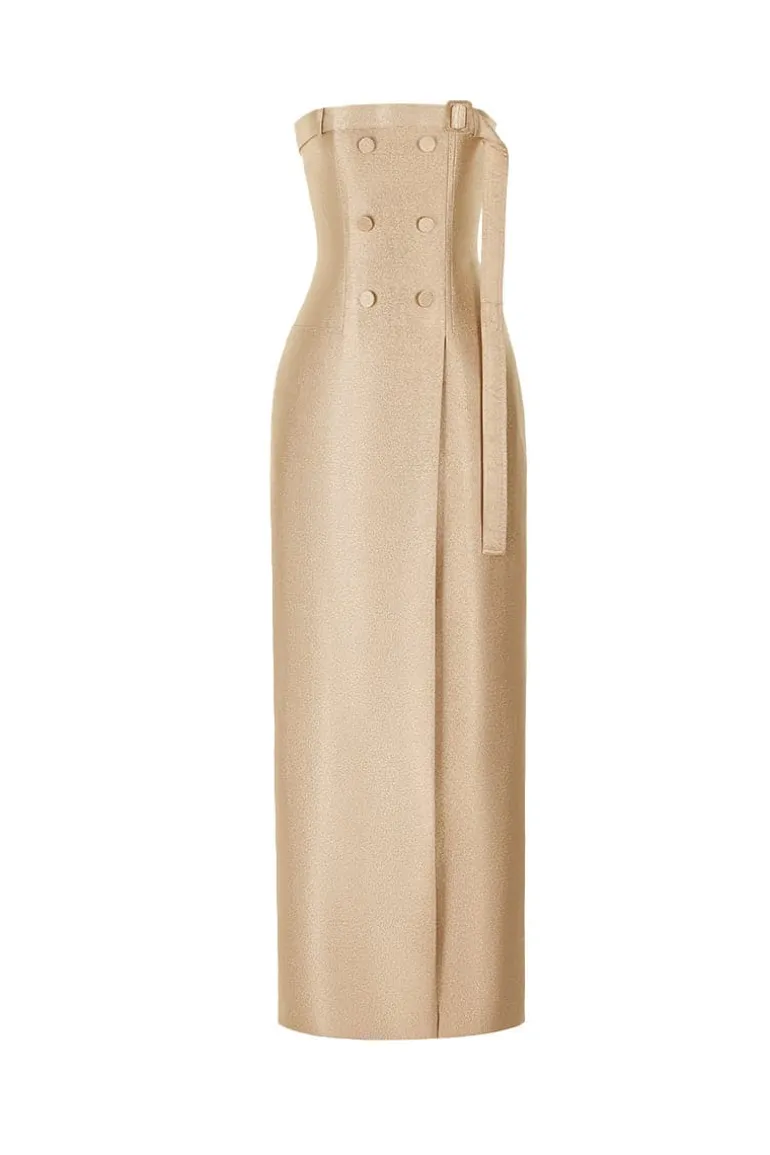 Dresses<CULT MIA GLORY TAFFETA LONG DRESS Gold
