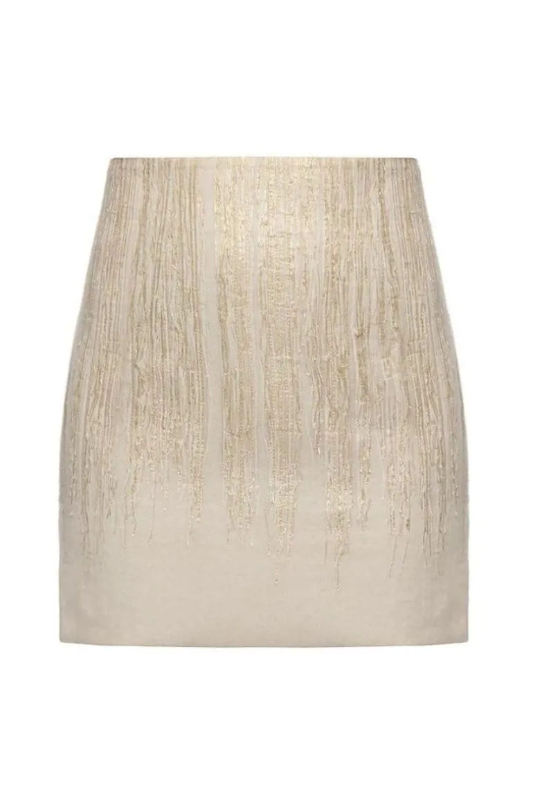 Skirts<CULT MIA GOLD A-LINE MINI SKIRT White/Gold