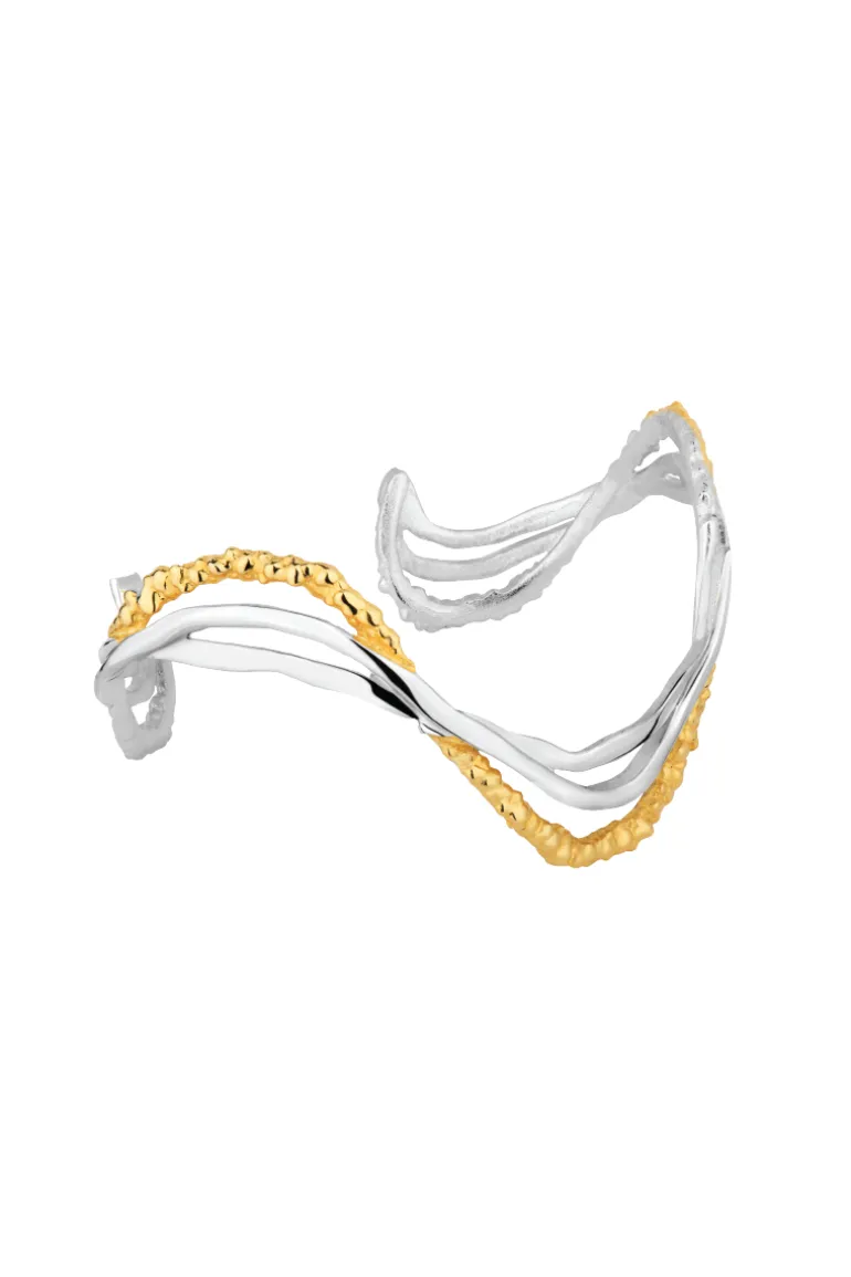 Bracelets<CULT MIA GOLD AND SILVER RIPPLE BRACELET Gold & Silver