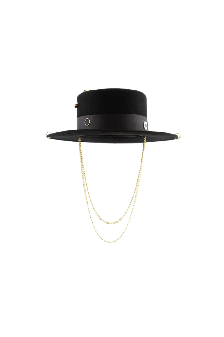 Hats<CULT MIA GOLD CANOTIER HAT Black