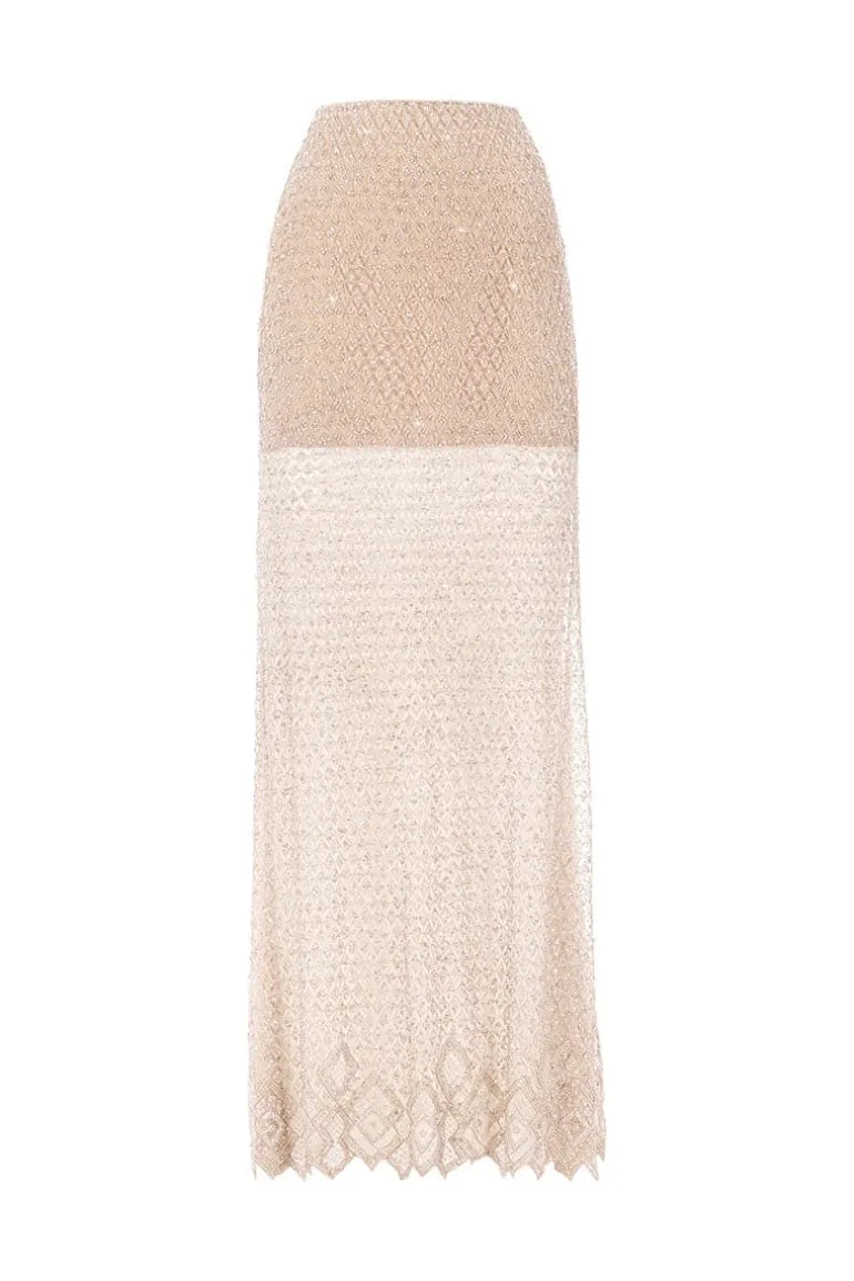 Skirts<CULT MIA EMBELLISHED LACE MAXI SKIRT Gold